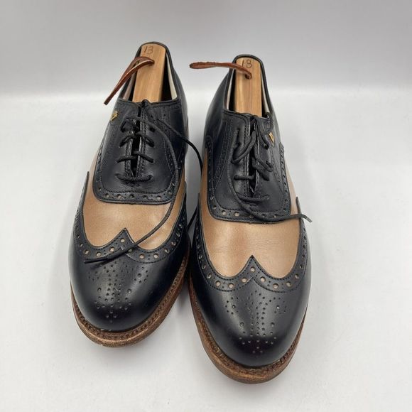 Vintage Footjoy Classics Women 8.5 B Leather Wingtip Golf Shoes Made USA - Picture 13 of 16